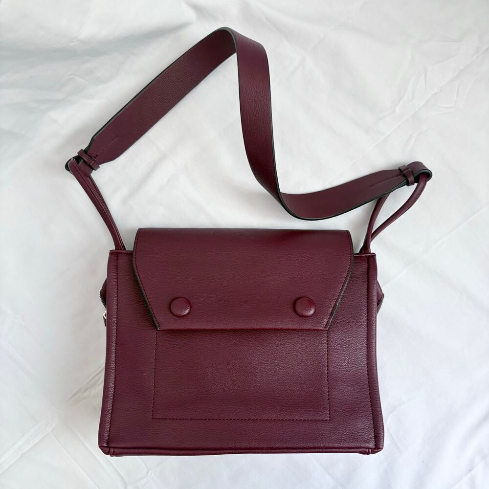 Danielle Nicole women's Amie satchel crossbody bag faux leather wine burgundy